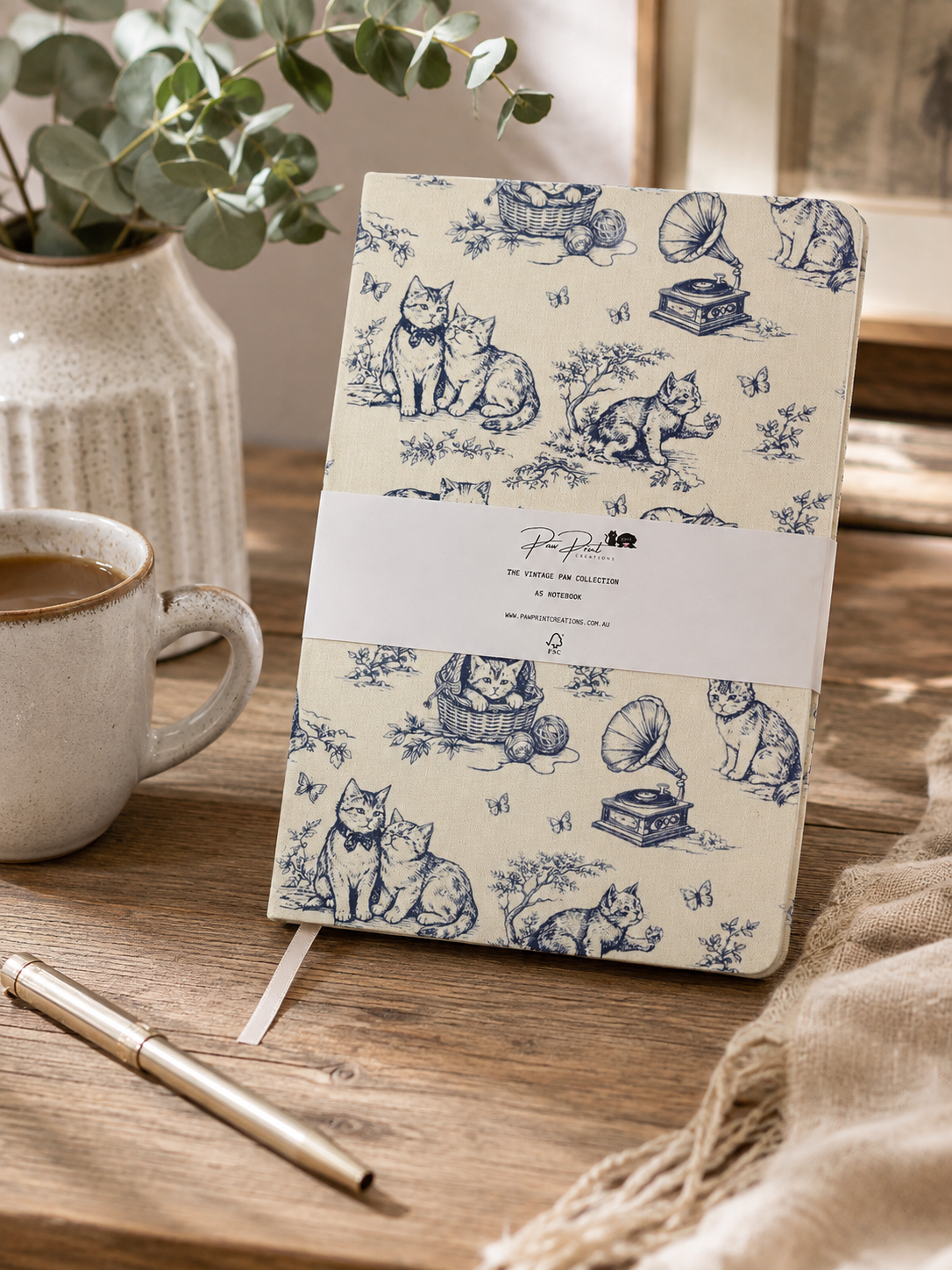 Vintage Paw A5 Notebook - Cat Lover Journal