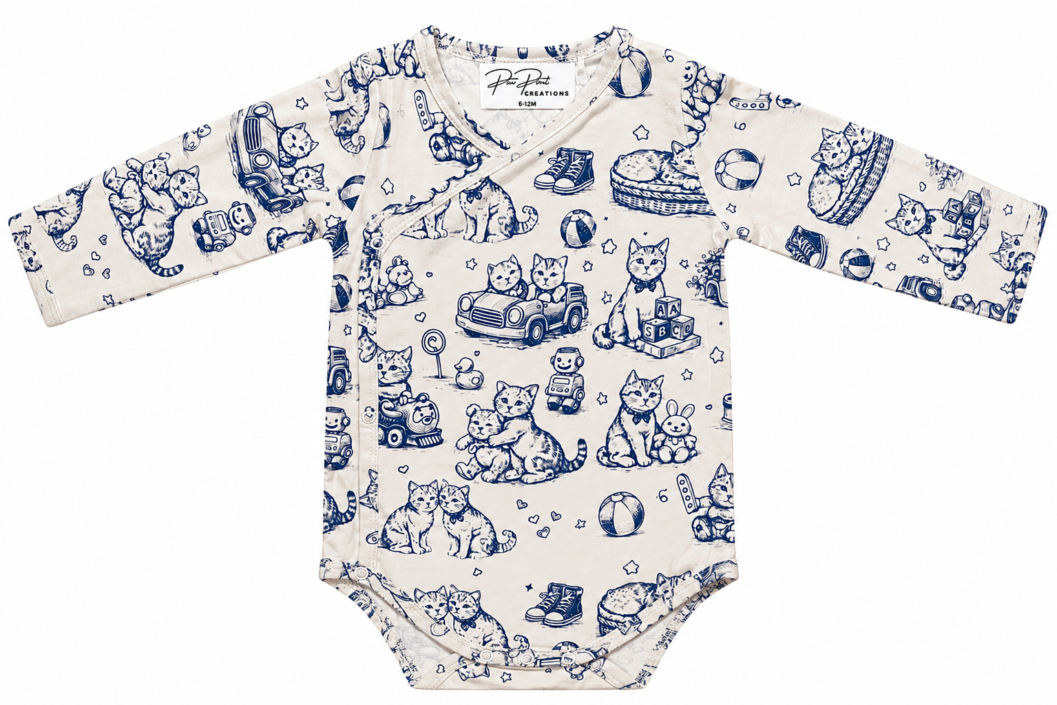 Baby Vintage Paw Bamboo Cat Bodysuit