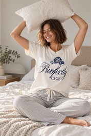 Vintage Paw Bamboo Cat Pyjama Top