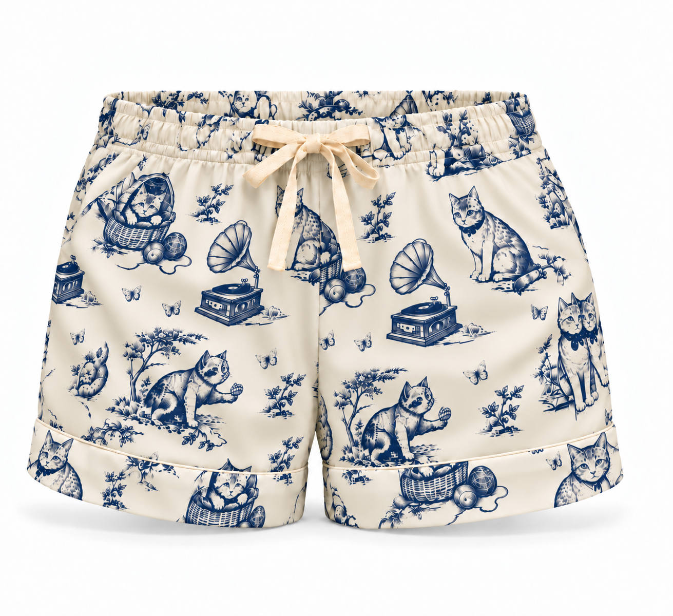 Vintage Paw Cotton Cat Pyjama Shorts