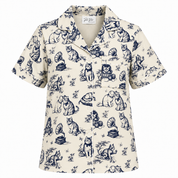 Vintage Paw Cotton Cat Pyjama Top