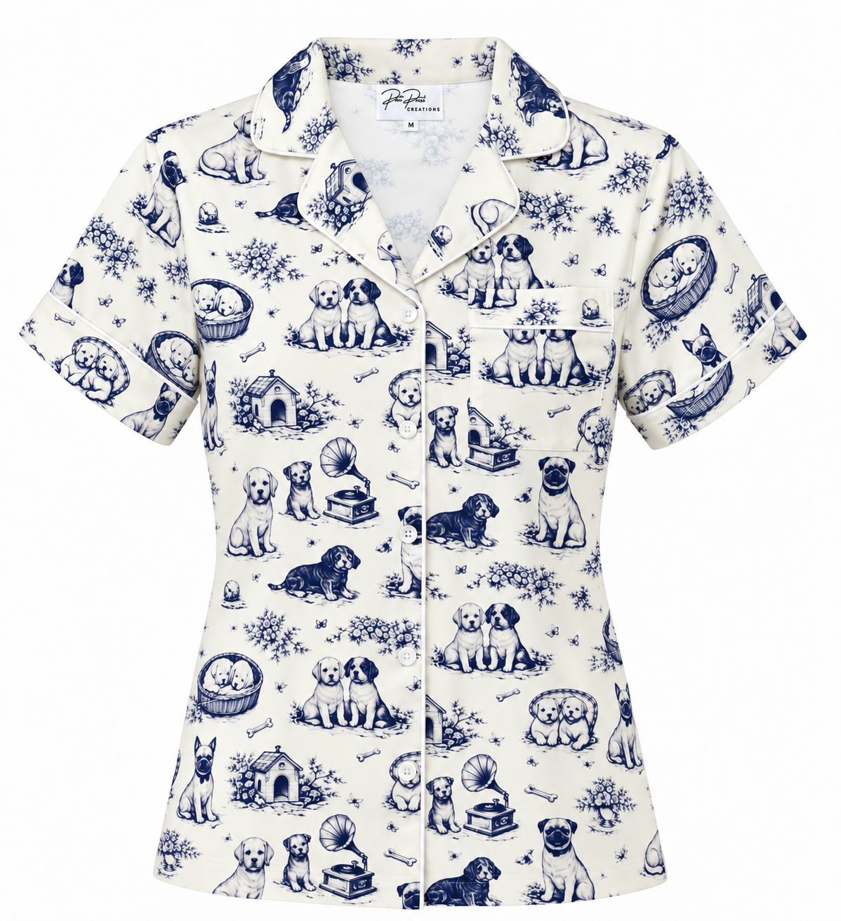 Vintage Paw Cotton Dog Pyjama Top