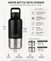 Insulated Water Bottle with Storage (Matte Black)