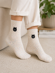 White Confetti Cat Socks