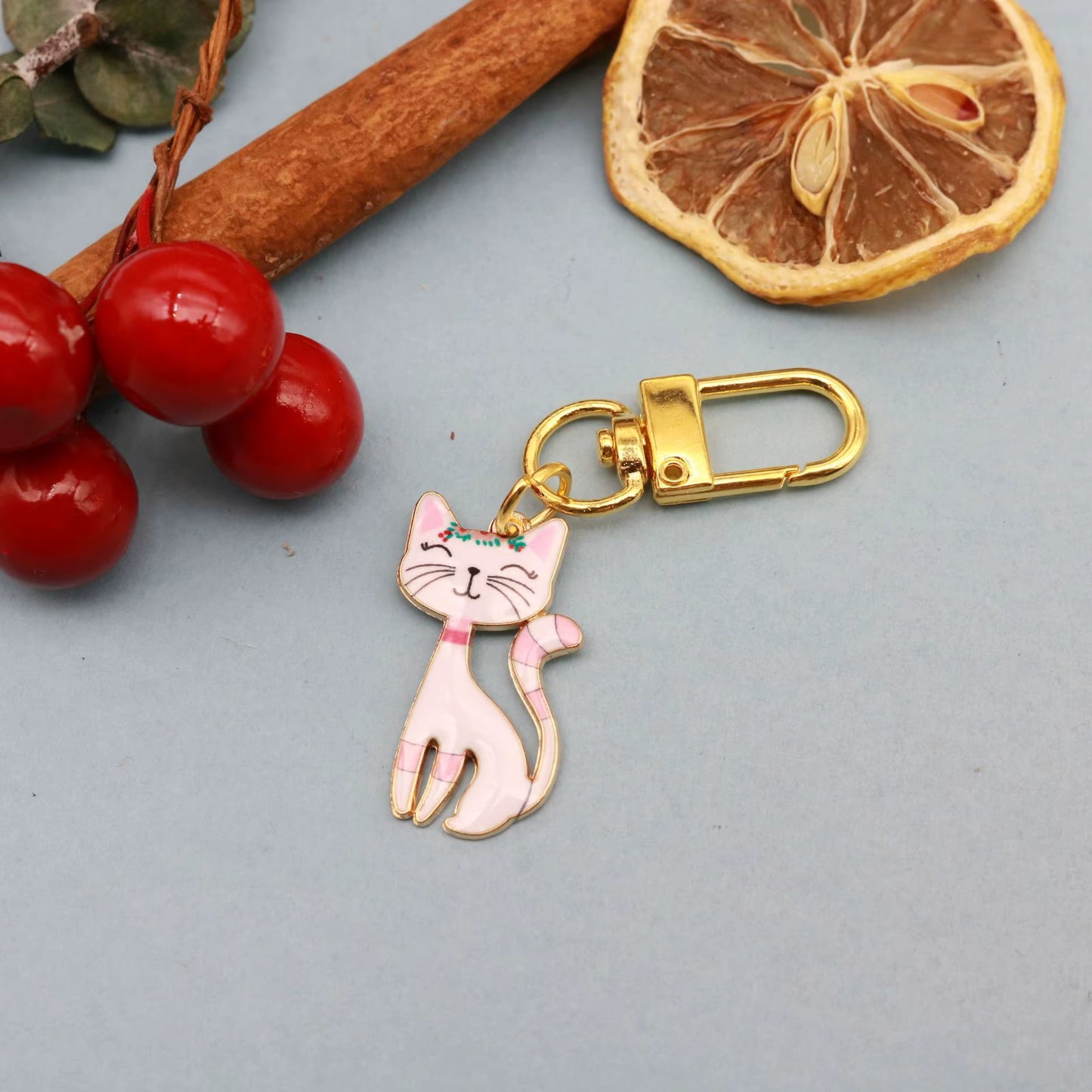 Colourful Cat Carabiner Keychain