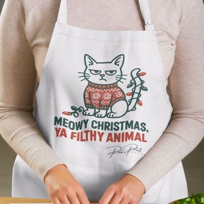 Meowy Christmas, Ya Filthy Animal - Bib Apron