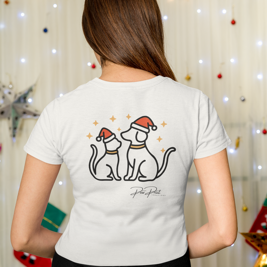 Santa Hat Cat & Dog - Unisex Crewneck T-shirt
