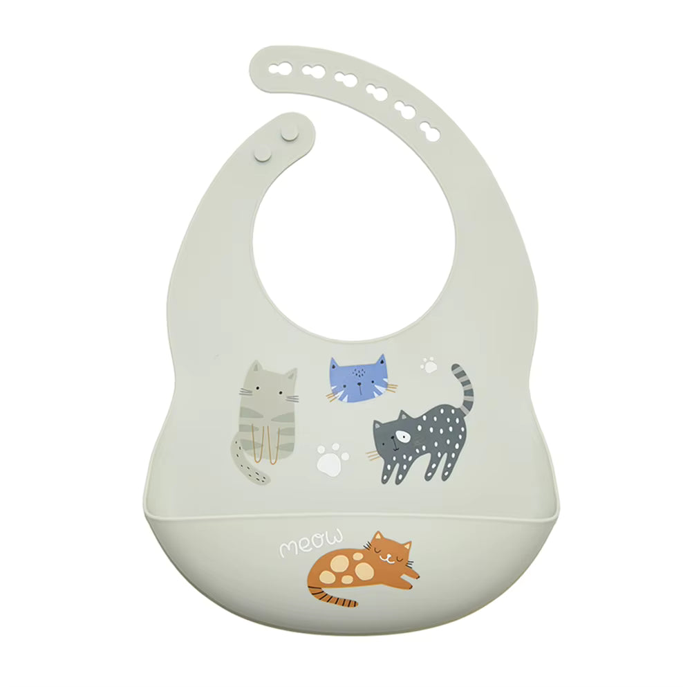 Four Cats Silicone Baby Bib with Catcher