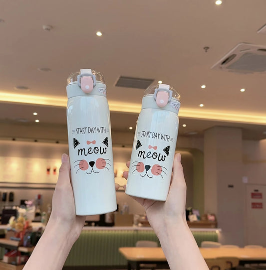 Cat-Themed Stainless Steel Water Bottle (hot and cold)