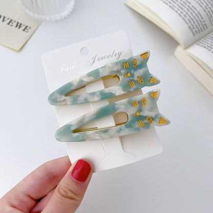 Cat Face Acetate Hair Clips - 2 Pack Set
