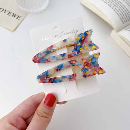 Cat Face Acetate Hair Clips - 2 Pack Set