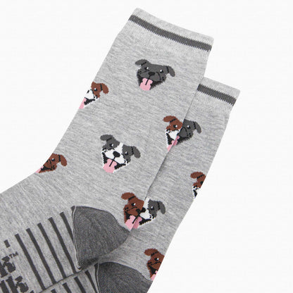 Grey, Staffy Bull Terrier - Men's Bamboo Socks