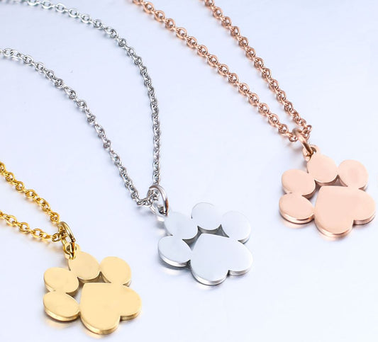 Engravable - Paw Print Pendant Necklace