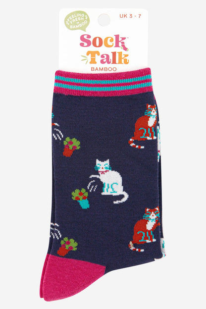 Clumsy Cats Flower - Women's Bamboo Socks