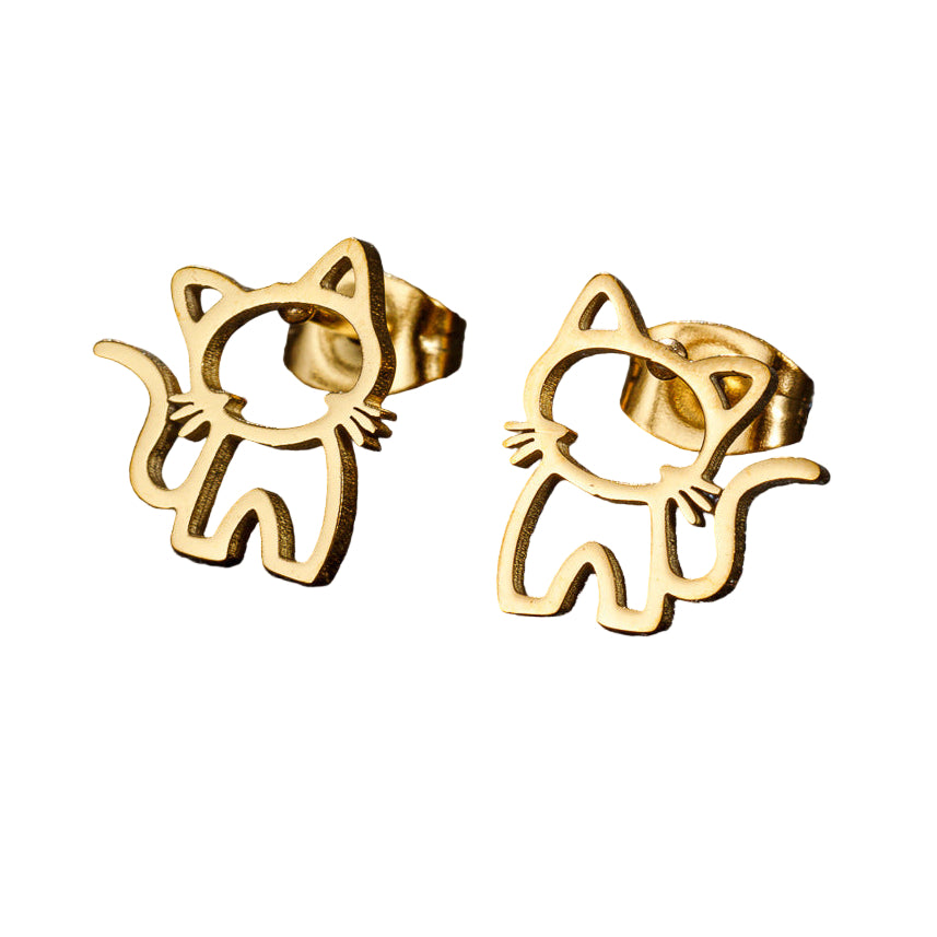 Cat Outline Stud Earrings