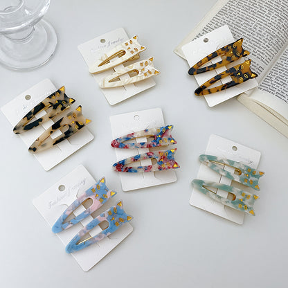 Cat Face Acetate Hair Clips - 2 Pack Set
