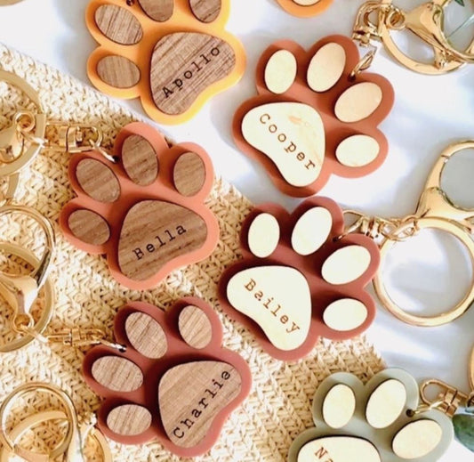 Engravable Paw Print Keychain