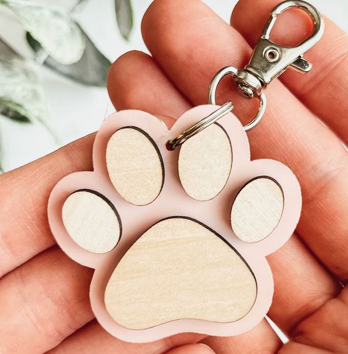 Engravable Paw Print Keychain