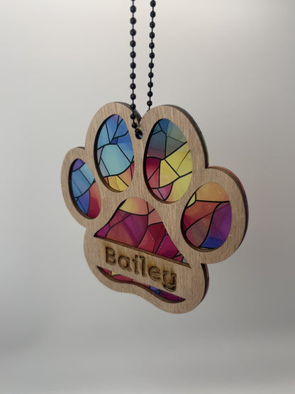 Personalised Suncatcher Paw Ornament
