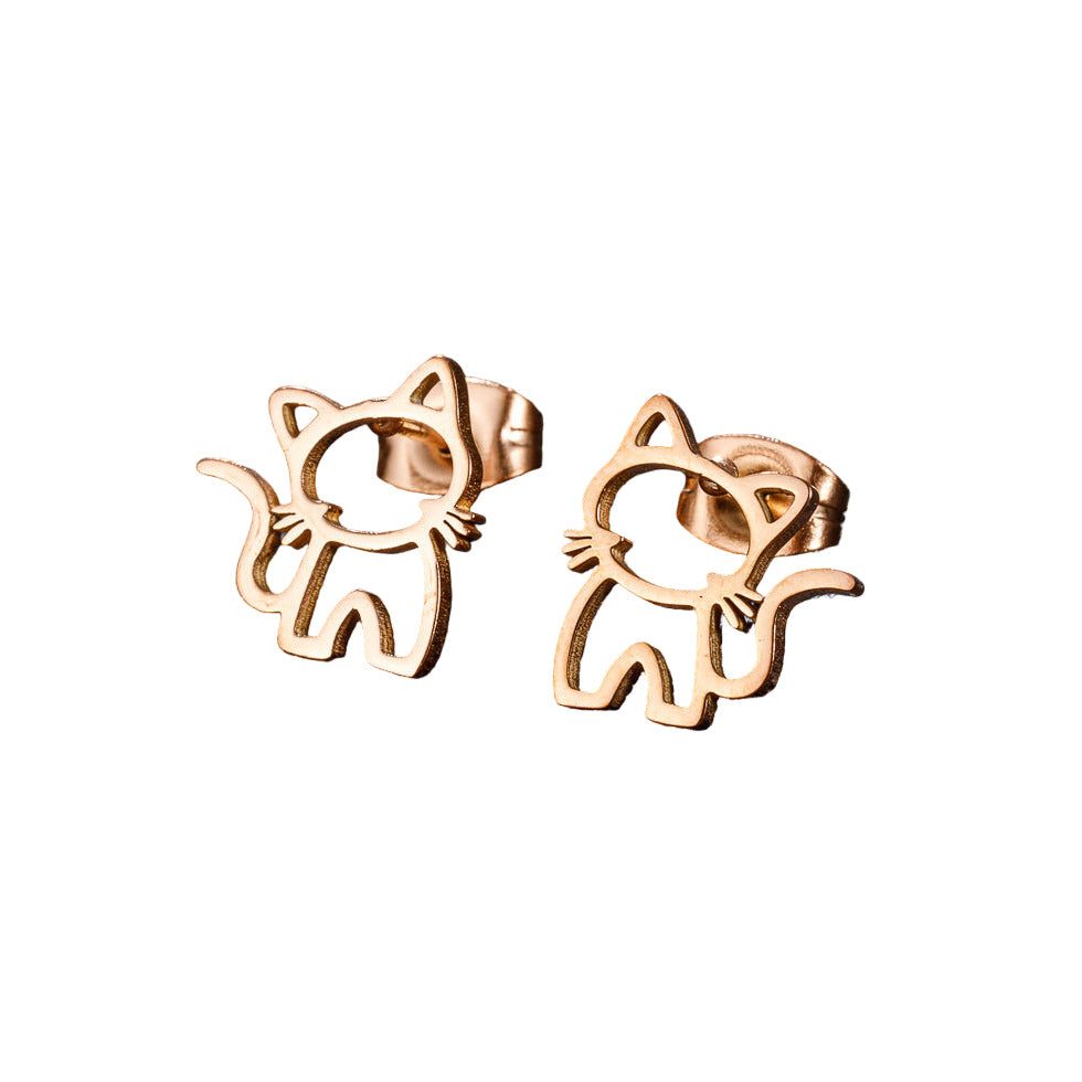 Cat Outline Stud Earrings