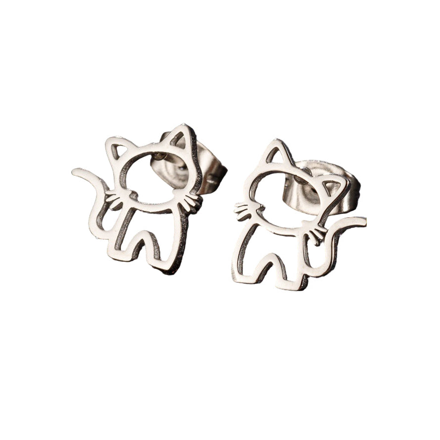 Cat Outline Stud Earrings